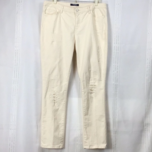 NWOT 🐎 CHAPS ‘Denim’ Cream No Show Thru Distressed Ankle - Picture 1 of 13